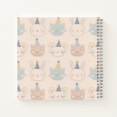 Carnet Chats Mignons Lapins et Ours Visages Motif Pastel (Dos)