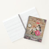 Carnet Chats mignons monogrammés entourés de fleurs (Intérieur)