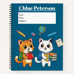Carnet Chats mignons personnalisés pour la rentrée scolai