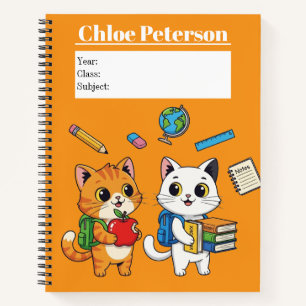 Carnet Chats mignons personnalisés pour la rentrée scolai