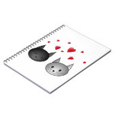 Carnet Chats noirs et gris mignons, avec des coeurs (Côté gauche)