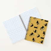 Carnet Chats noirs sur fond de moutarde avec contours ble (Intérieur)