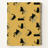 Carnet Chats noirs sur fond de moutarde avec contours ble (Dos)
