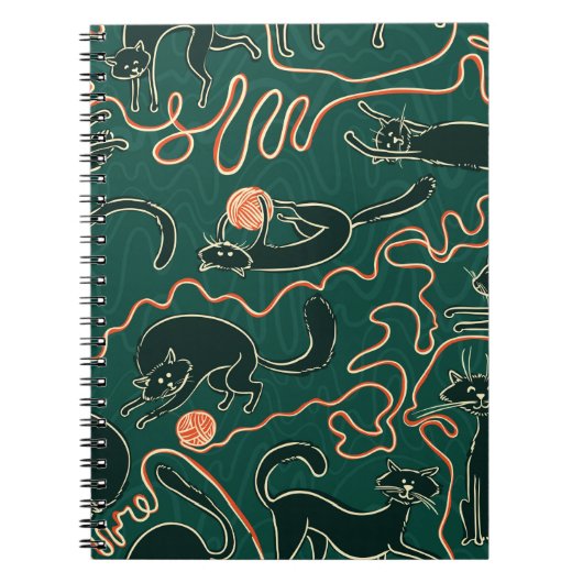 Carnet Chats vintage doodé sans couture motif (Devant)