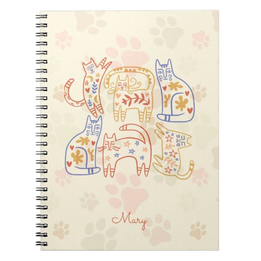 Carnet Chats Whimsical Motif beige (Devant)