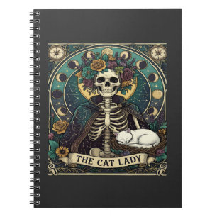 Carnet Chatte Dame Haloween Squelette Floral Lune Boussol