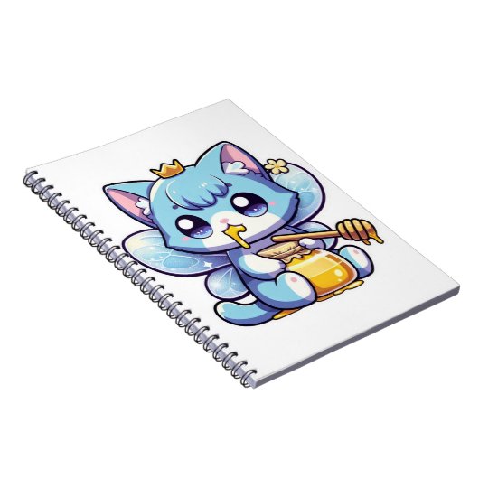Carnet Chatte fée mignonne mangeant du miel cru (Côté Droit)