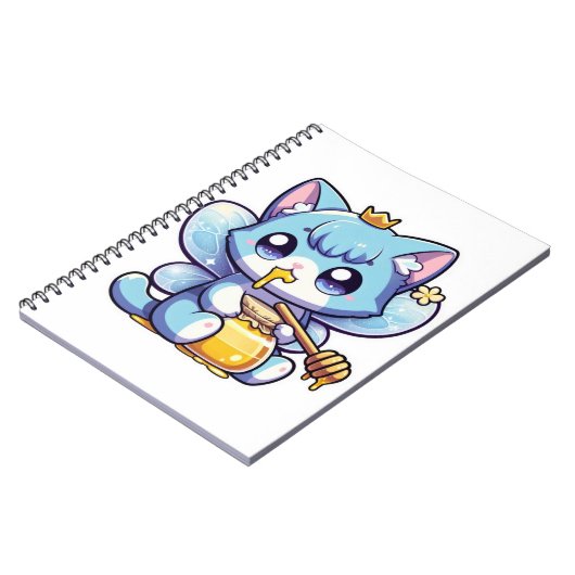 Carnet Chatte fée mignonne mangeant du miel cru (Côté gauche)