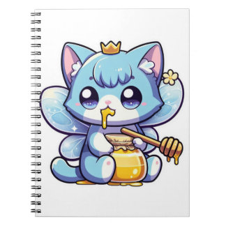 Carnet Chatte fée mignonne mangeant du miel cru