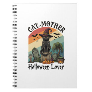 Carnet Chatte Mère Amoureuse d'Halloween Chapeau de Sorci