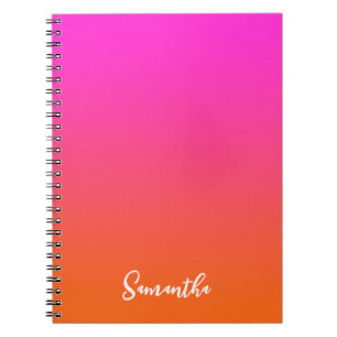 Carnet Chaud Magenta Rose et Orange Clair Ombré Nom