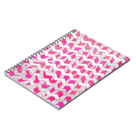 Carnet Chaud rose et blanc Chevron Zebra (Côté gauche)