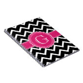 Carnet Chaud rose Fleur Monogramme noir Chevron (Côté Droit)