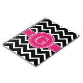 Carnet Chaud rose Fleur Monogramme noir Chevron (Côté gauche)