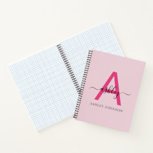 Carnet Chaud rose Monogramme fille de retour à l'école