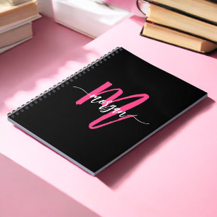 Carnet Chaud rose noir Monogramme fille de retour à l'éco