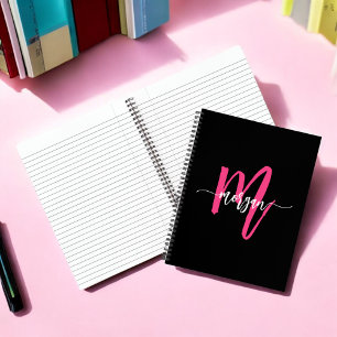 Carnet Chaud rose noir Monogramme fille de retour à l'éco
