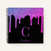 Carnet Chaud rose pourpre Parties scintillant gouttes Mon (Devant)