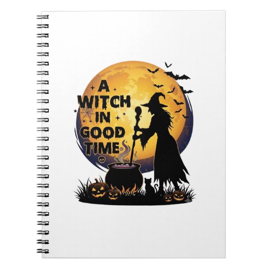 Carnet Chaudron de lune d'Halloween de bonne sorcière_1 (Devant)