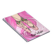 Carnet Chaussons de ballet personnalisés rose et Marbre b (Côté Droit)