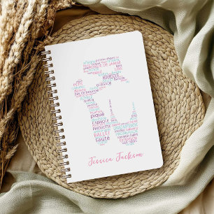 Carnet Chaussure de ballet en typographie Rose et Aqua av