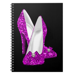 Carnet Chaussures à Talons Hauts Stiletto Paillettes Rose