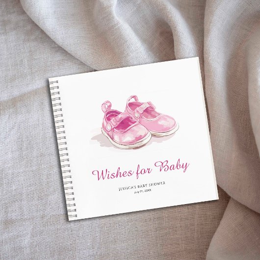 Carnet Chaussures roses Baby showers souhaits pour bébé