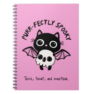 Carnet Chauve-souris de chat mignonne d'Halloween - Pun p