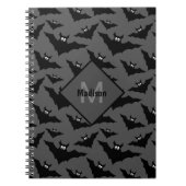 Carnet Chauve-souris noire gris cool Halloween motif Mono (Devant)