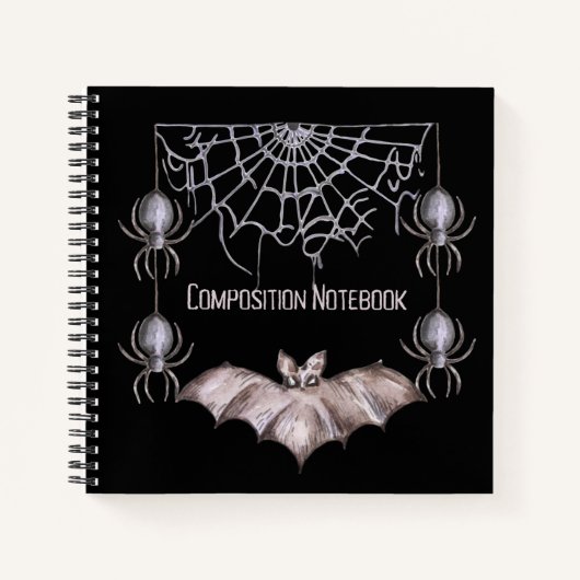Carnet Chauves-souris et araignées Goth Éffrayant (Devant)