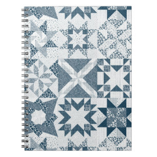 Carnet Cheater Traditionnel Patchwork Stars Quilt Blue
