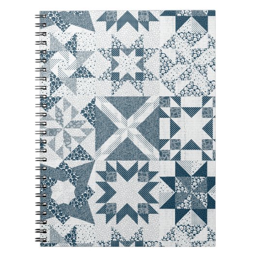 Carnet Cheater Traditionnel Patchwork Stars Quilt Blue (Devant)