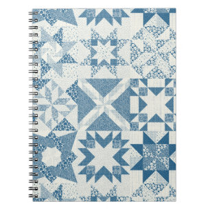 Carnet Cheater Traditionnel Patchwork Stars Quilt Blue