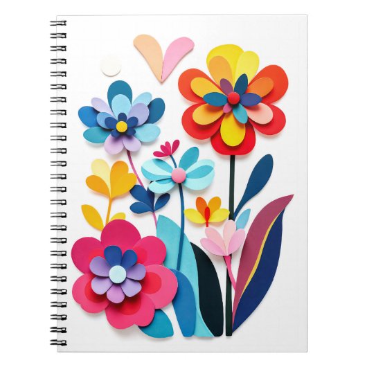 Carnet Cheerful Colorful Paper Cut Floral Abstract (Devant)