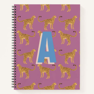 Carnet Cheetah, léopard monogrammé rose
