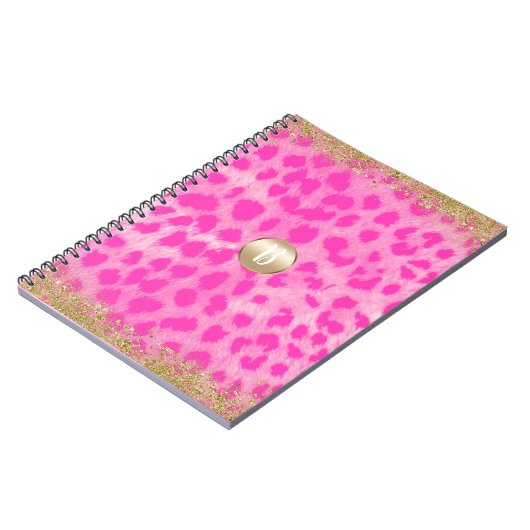 Carnet Cheetah léopard rose Imprimer Parties scintillant  (Côté gauche)