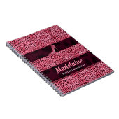 Carnet Cheetah rose pour l'écrivain avec nom (Côté Droit)