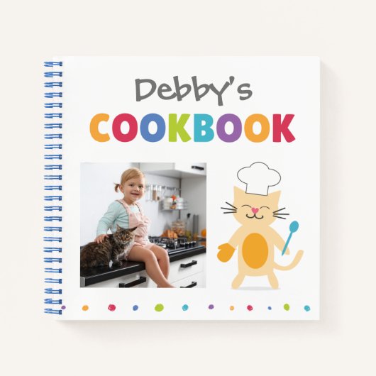 Carnet Chef Cat Personnalisé Kids Cookbook (Ajouter Photo (Devant)
