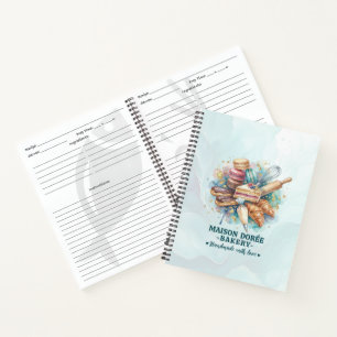 Carnet Chef Pâtissier Aquarelle Or Boulangerie Traiteur