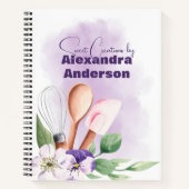 Carnet Chef pâtissier Cuisinière Ustensiles Purple Recett (Devant)