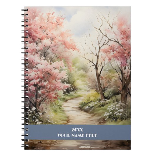 Carnet Chemin calme à travers la forêt rose (Devant)