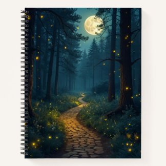 Carnet Chemin de la forêt de Lune avec lucioles
