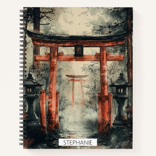 Carnet Chemin Torii Brumeux Aquarelle (Devant)