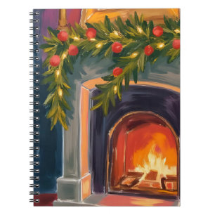 Carnet Cheminée de vacances Peinture de guirlande de No