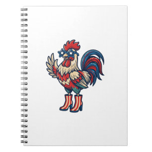 Carnet Chemise avec Gravure Vintage de Coq Patriotique en