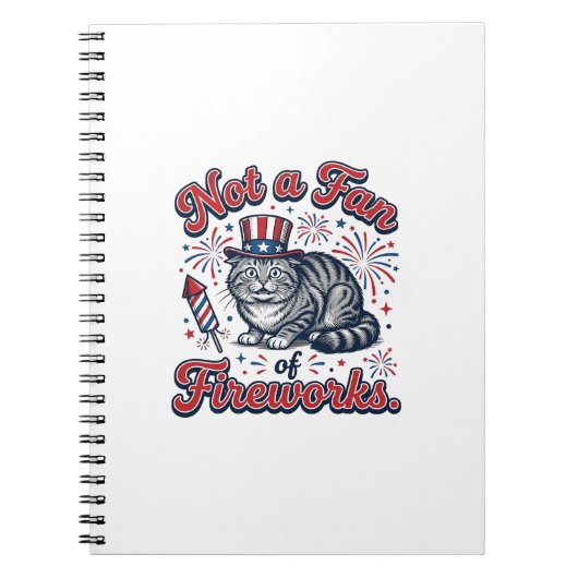 Carnet Chemise Chat Effrayé Pas Fan de Feux d'Artifice (2 (Devant)