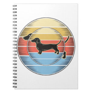 Carnet Chemise de chien de coucher de soleil rétro de tec