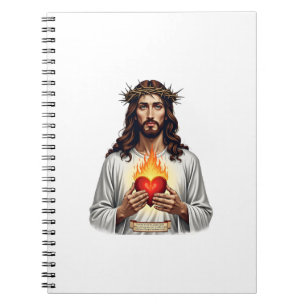 Carnet Chemise de foi gravure vintage Jésus Cœur Sacré (
