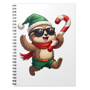 Carnet Chemise de Noël Paresseux Elfe Menthe Bonbon Cane 