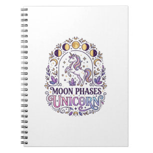 Carnet Chemise Licorne Phases de Lune Licorne Fond Blanc